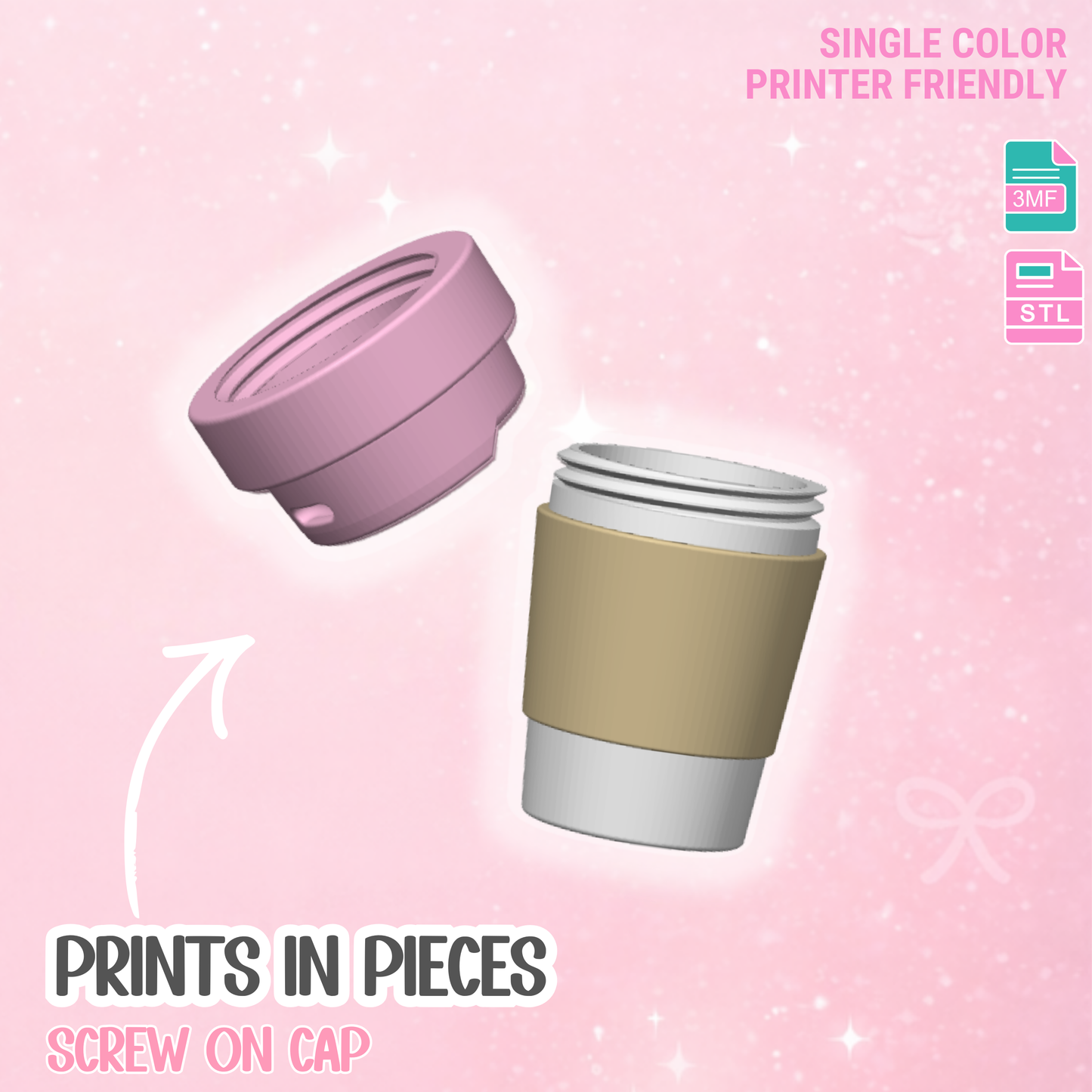 Coffee Cup Container Keychain: Lip Balm Holder (STL + 3MF Digital Download)