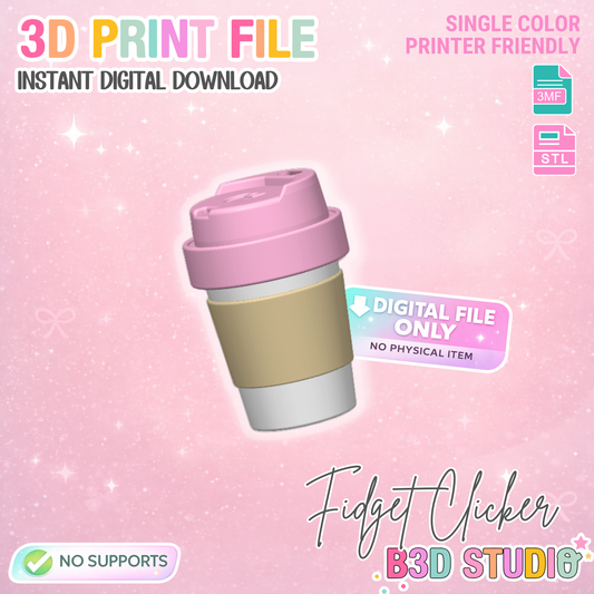 Coffee Cup Fidget Clicker 3D Print File (STL, 3MF Digital Download)