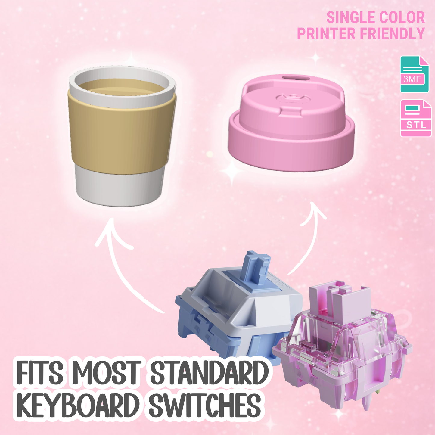 Coffee Cup Fidget Clicker 3D Print File (STL, 3MF Digital Download)