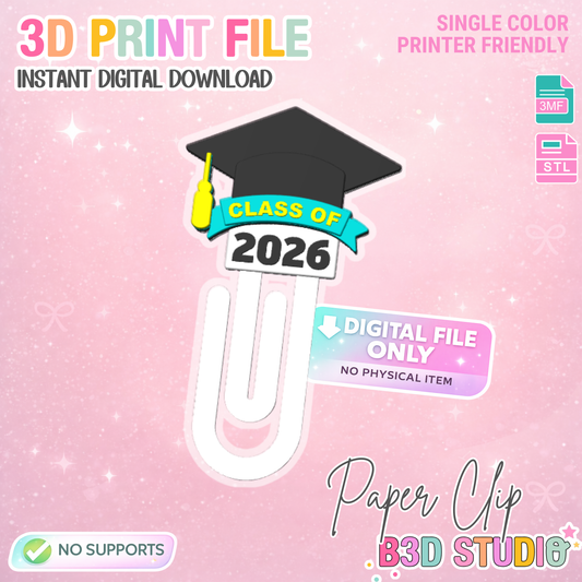 Graduation Paper Clip 3D Print File (STL & 3MF Digital Download)
