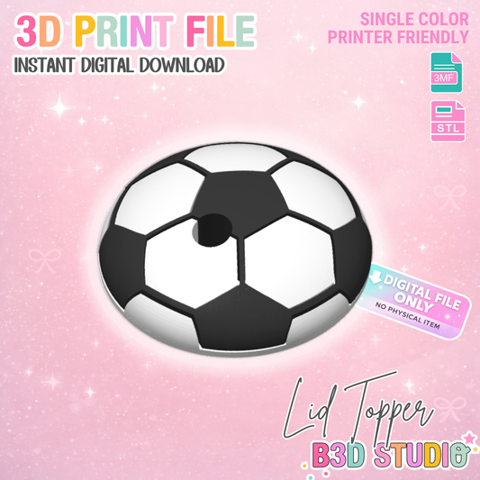 Soccer Ball Lid Topper: 3D Print STL & 3MF File Sports Toppers (Digital Download)