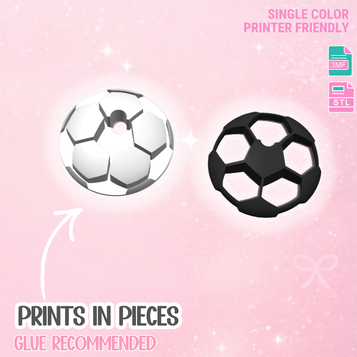 Soccer Ball Lid Topper: 3D Print STL & 3MF File Sports Toppers (Digital Download)