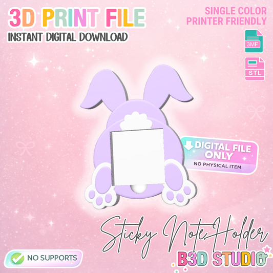 Bunny Butt Sticky Note Holder: 3D Print File (STL 3MF Digital Download)