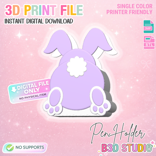 Bunny Butt Pen Holder: 3D Print STL & 3MF File (Digital Download)