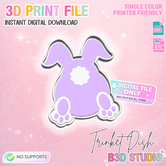 Bunny Butt Trinket Dish 3D Print File – STL/3MF Desk Organization (Digital Download)