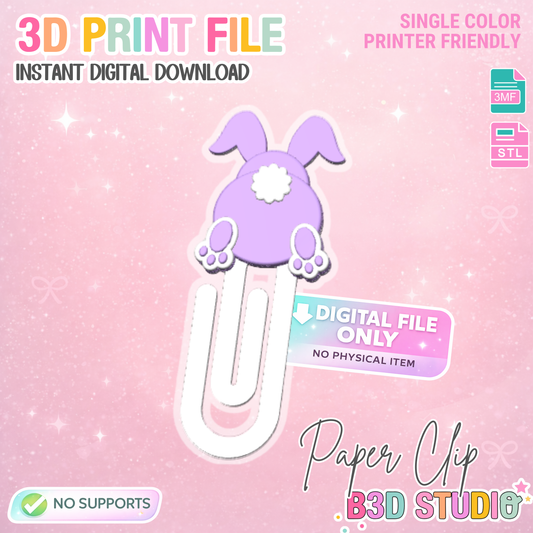 Bunny Butt Paper Clip 3D Print File (STL & 3MF Digital Download)