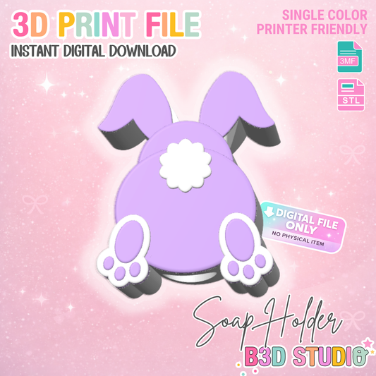 Bunny Butt Soap Holder: 3D Print STL & 3MF File (Digital Download)