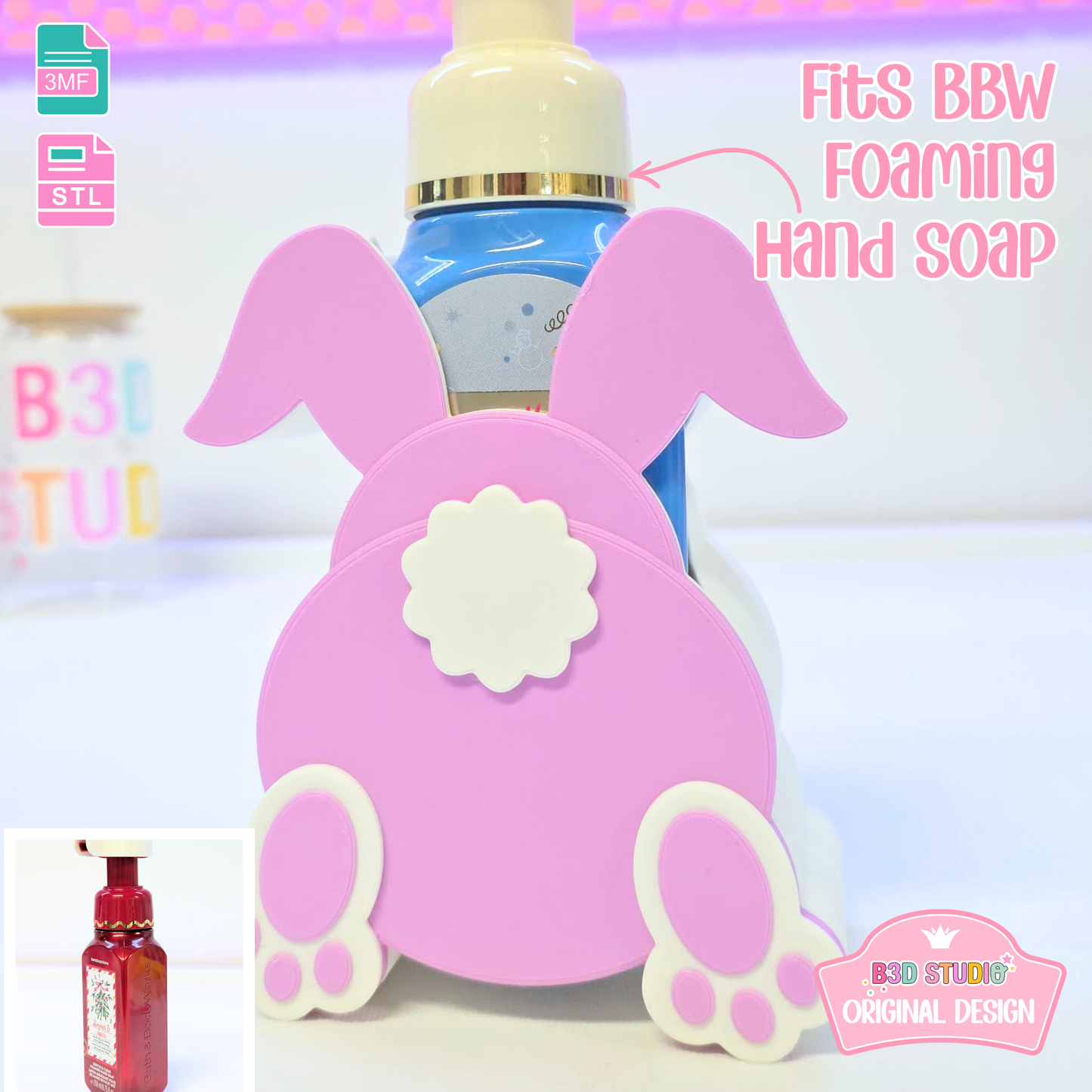 Bunny Butt Soap Holder: 3D Print STL & 3MF File (Digital Download)