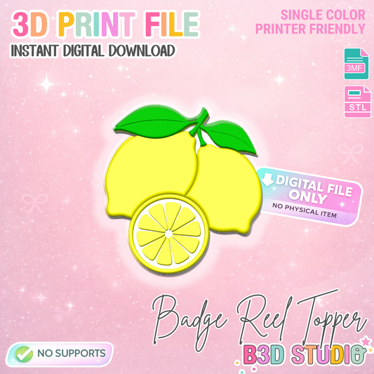 Lemons Badge Reel Topper 3D Print File (STL & 3MF Digital Download)