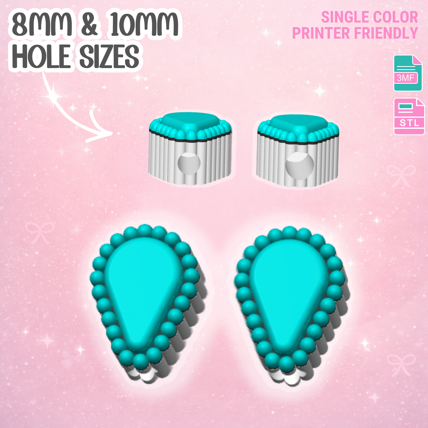 Turquoise Straw Topper 3D Print File (STL & 3MF Digital Download) 8mm + 10mm Sizes
