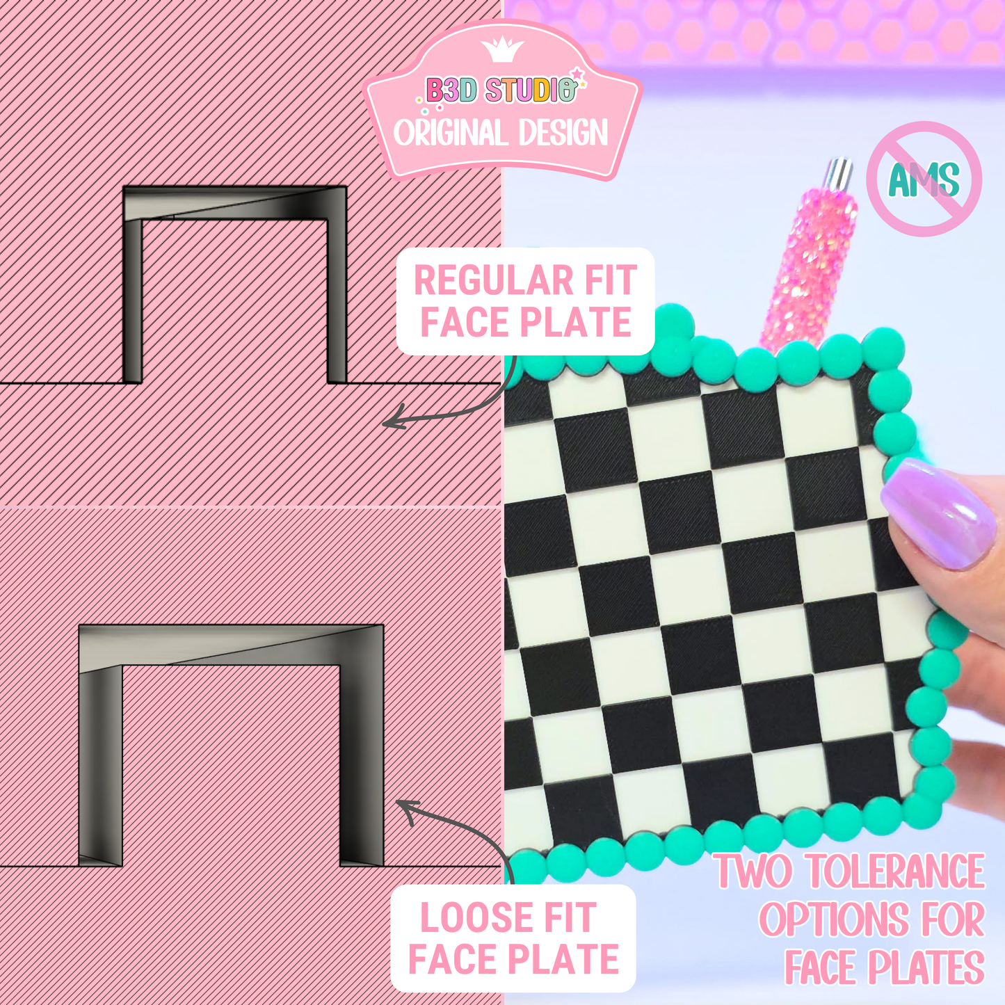 Checkered Turquoise Pen Holder: 3D Print STL & 3MF File (Digital Download)