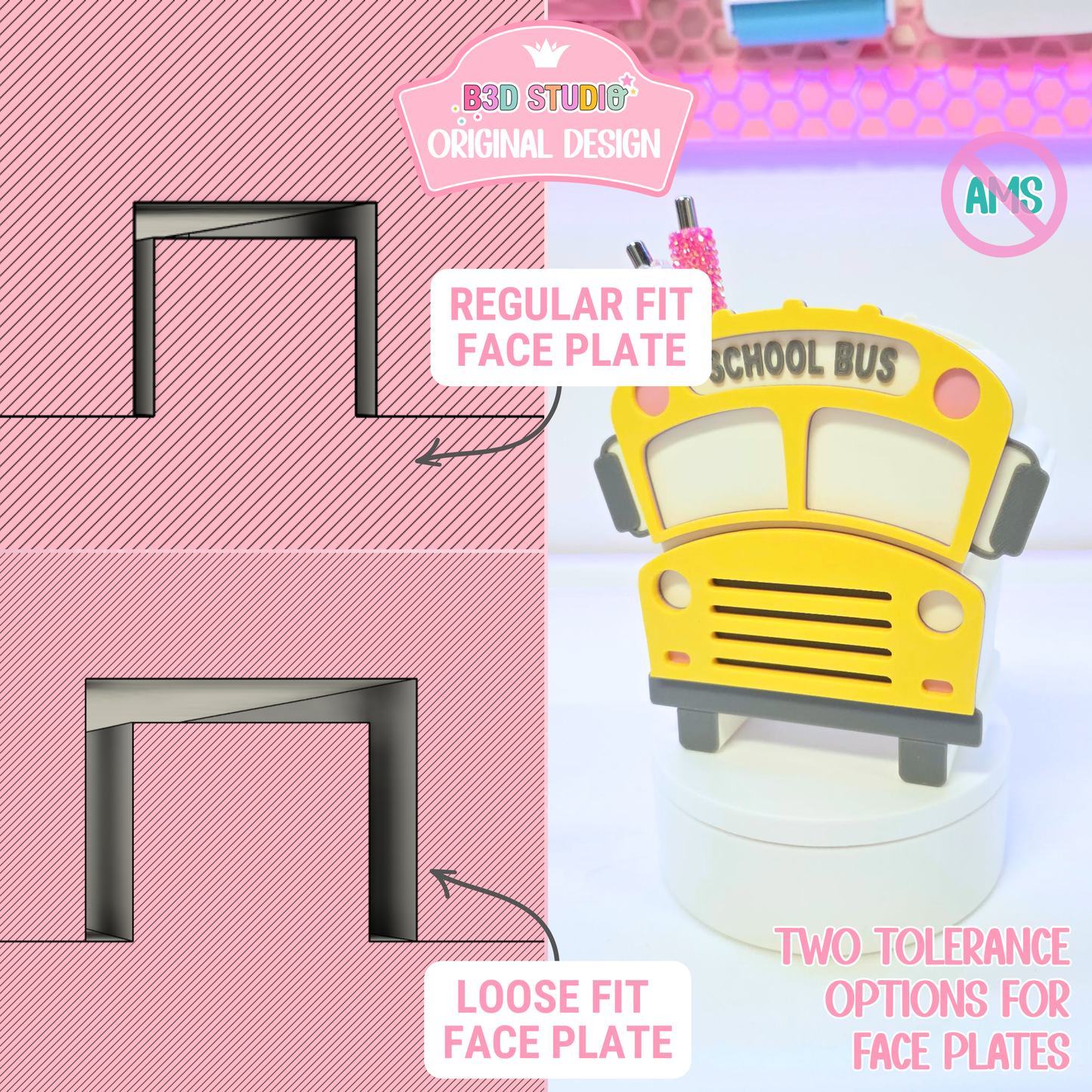 School Bus Pen Holder: 3D Print STL & 3MF File (Digital Download)