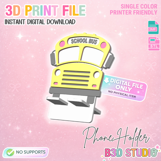 School Bus Phone Holder 3D Print File (STL/3MF Digital Download)