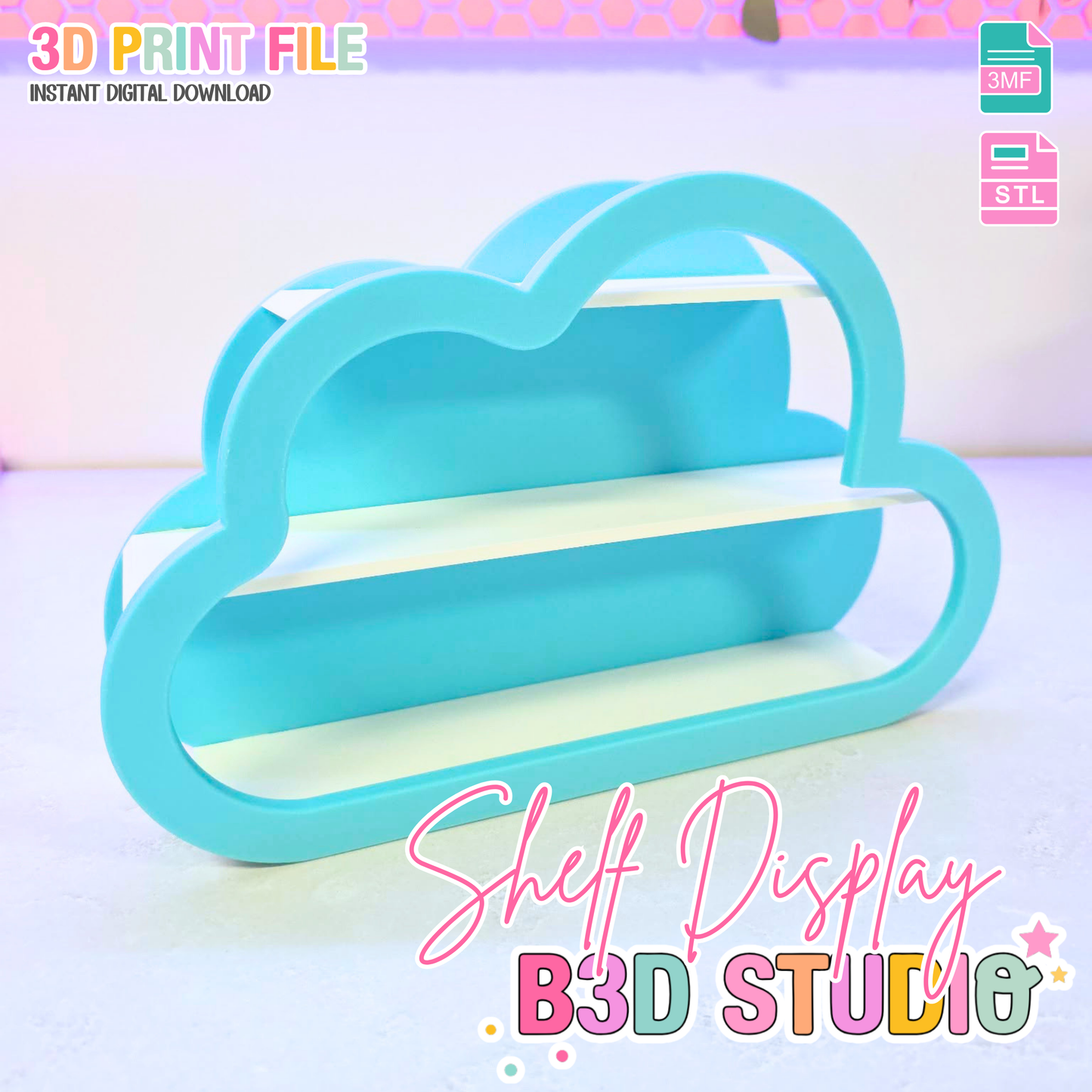 Cloud Shelf - Vendor Shelf Display 3D Print File (STL & 3MF Digital Download)