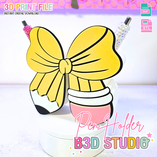 Bow Pencil Pen Holder: 3D Print STL & 3MF File (Digital Download)