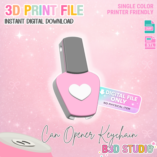 Nail Polish Can Opener Keychain 3D Print File (STL + 3MF Digital Download)