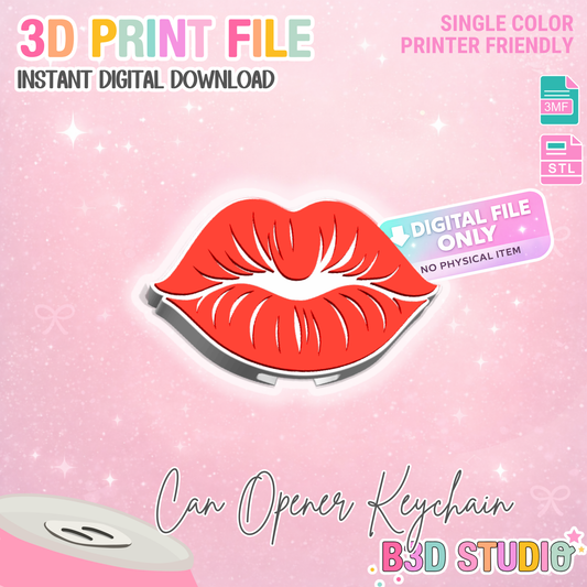 Lips Can Opener Keychain 3D Print File (STL + 3MF Digital Download)