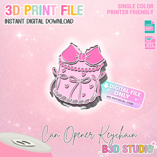 Bow Cake Can Opener Keychain 3D Print File (STL + 3MF Digital Download)