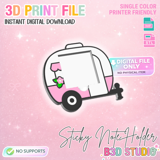 Cute Camper Sticky Note Holder: 3D Print File (STL/3MF Digital Download)