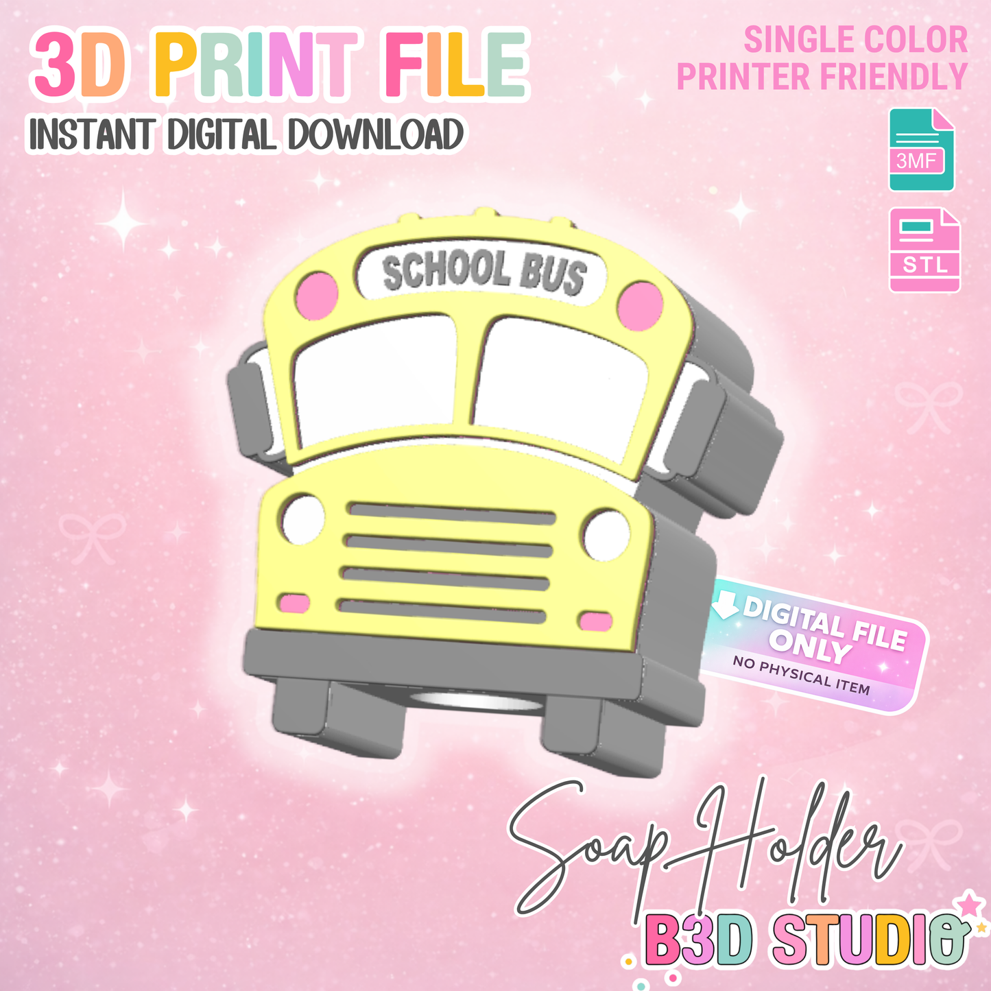 School Bus Soap Holder: 3D Print STL & 3MF File (Digital Download)