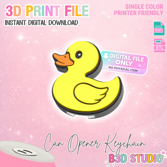 Duck Can Opener Keychain 3D Print File (STL + 3MF Digital Download)