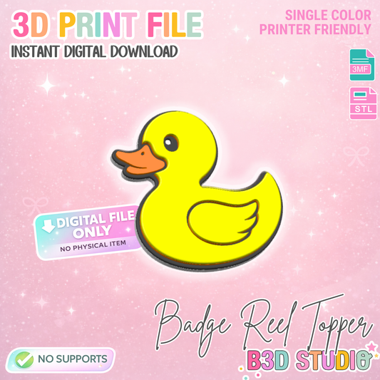 Duck Badge Reel Topper Flat Back 3D Print File (STL & 3MF Digital Download)