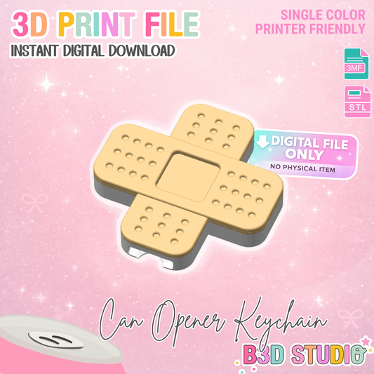 Bandage Can Opener Keychain 3D Print File (STL + 3MF Digital Download)