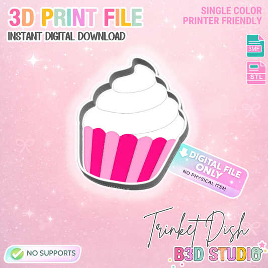 Cupcake Trinket Dish 3D Print File – Desk Organizer (STL/3MF Download)