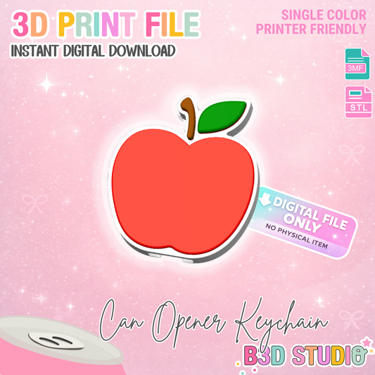 Apple Can Opener Keychain 3D Print File (STL + 3MF Digital Download)