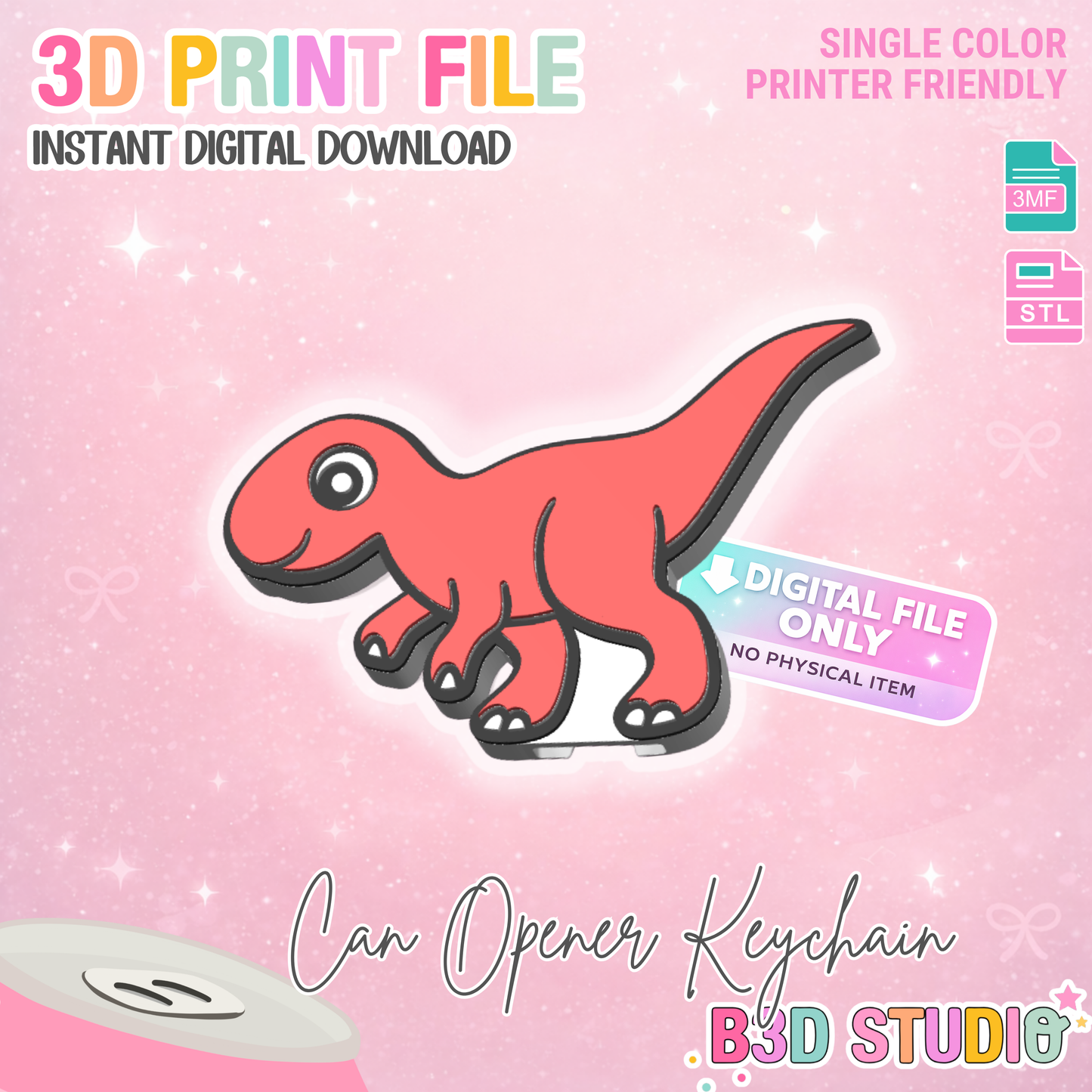 Raptor Can Opener Keychain 3D Print File (STL + 3MF Digital Download)