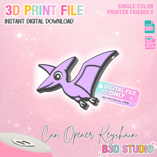 Pterodactyl Can Opener Keychain 3D Print File (STL + 3MF Digital Download)