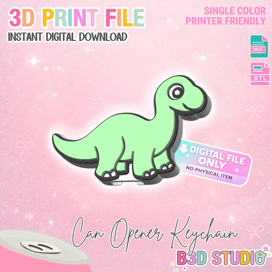 Brachiosaurus Can Opener Keychain 3D Print File (STL + 3MF Digital Download)