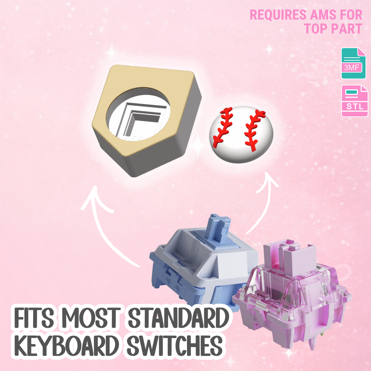 Baseball Softball Home Plate Fidget Clicker STL & 3MF Editable 3D Print File (Digital Download)