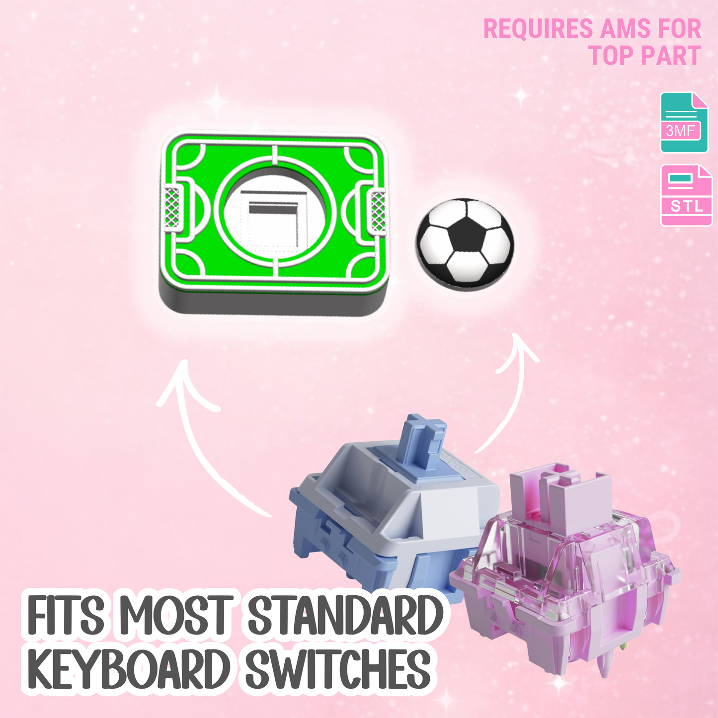 Soccer Field Fidget Clicker STL & 3MF 3D Print File - AMS (Digital Download)