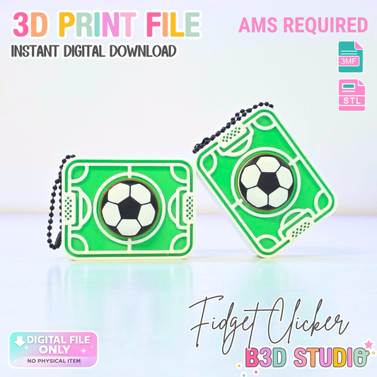 Soccer Field Fidget Clicker STL & 3MF 3D Print File - AMS (Digital Download)