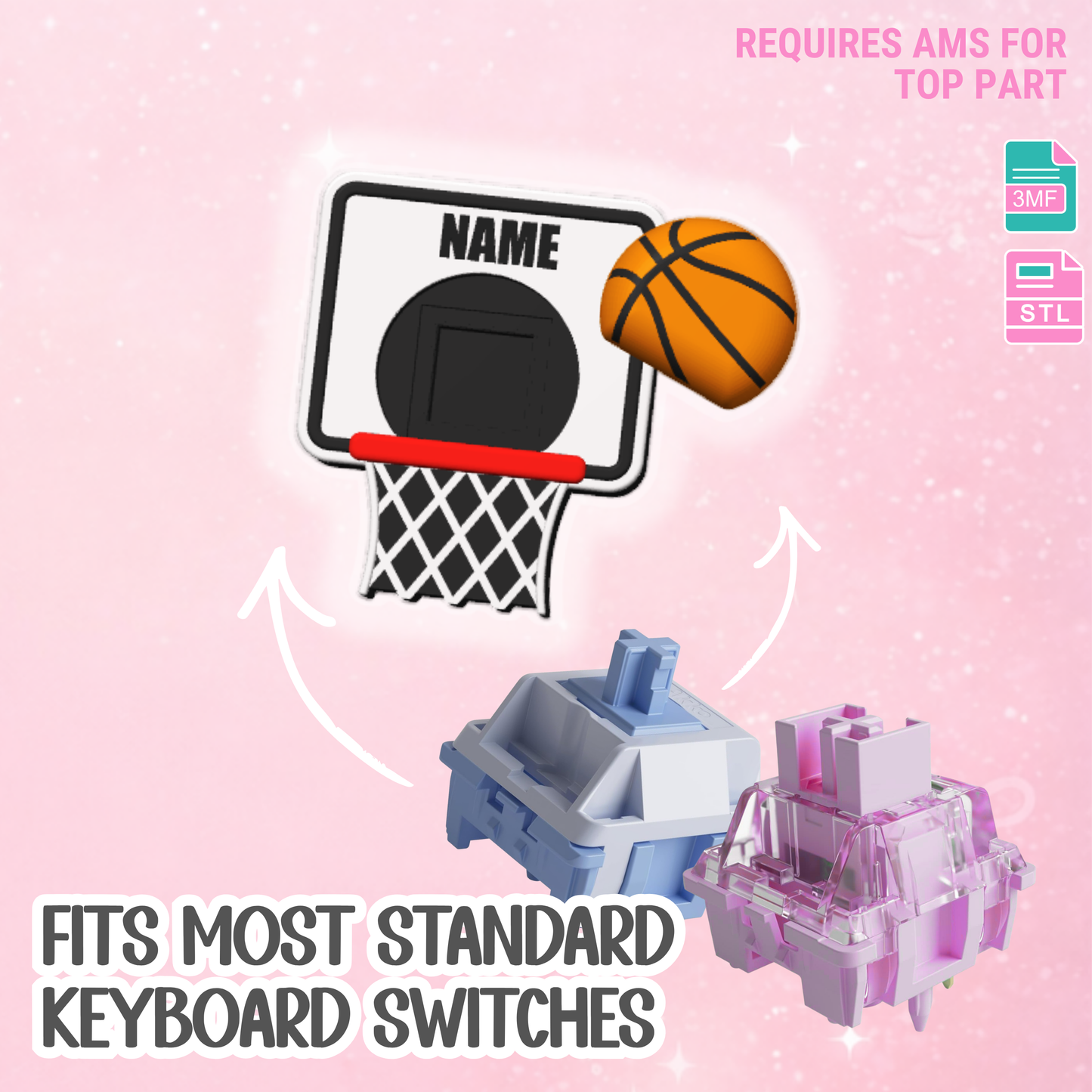 Basketball Hoop Fidget Clicker STL & 3MF 3D Print File - AMS (Digital Download)