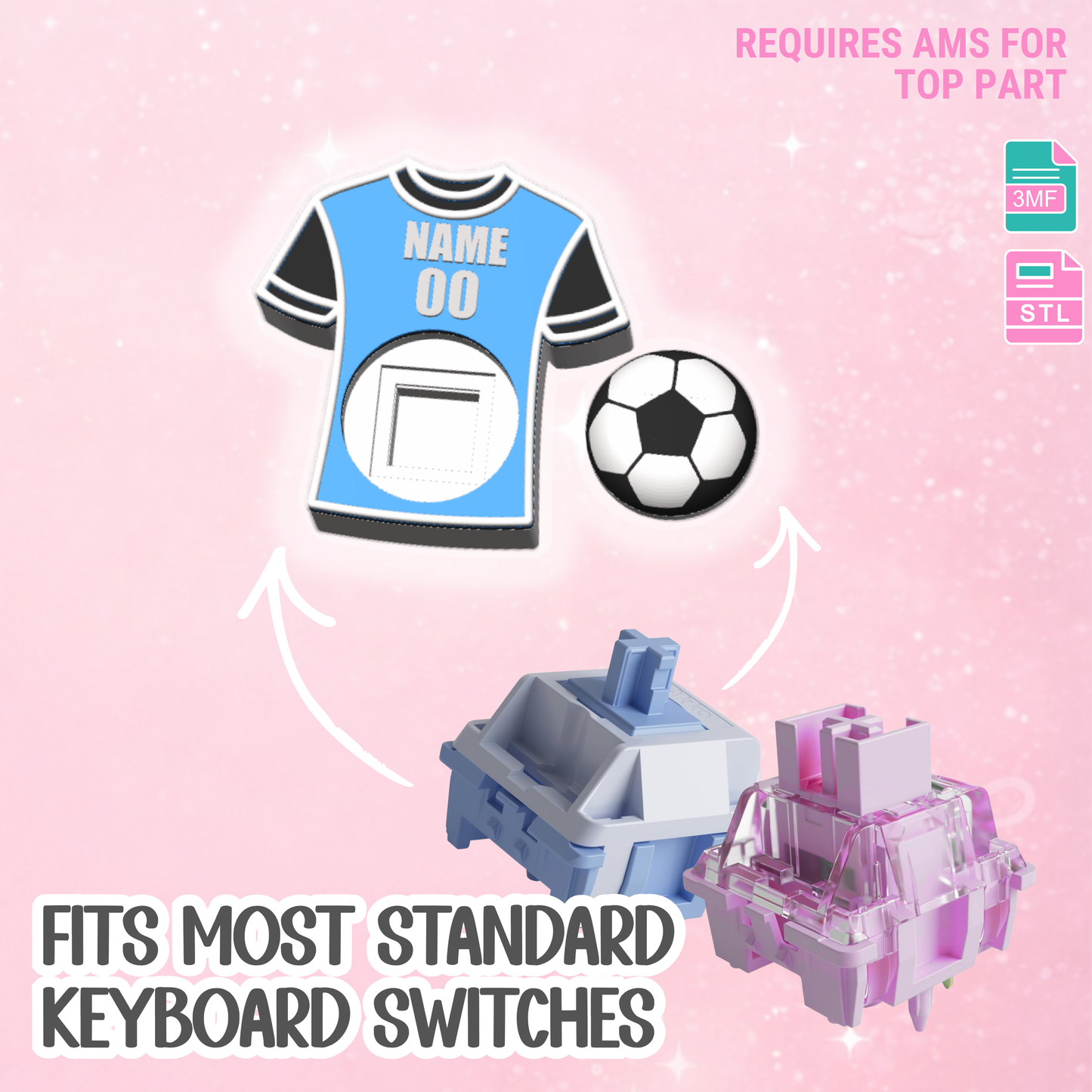 Soccer Jersey Fidget Clicker STL & 3MF Editable Name 3D Print File - AMS (Digital Download)