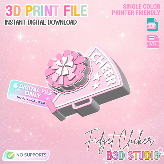 Cheer Fidget Clicker Keychain STL & 3MF 3D Print File (Digital Download)