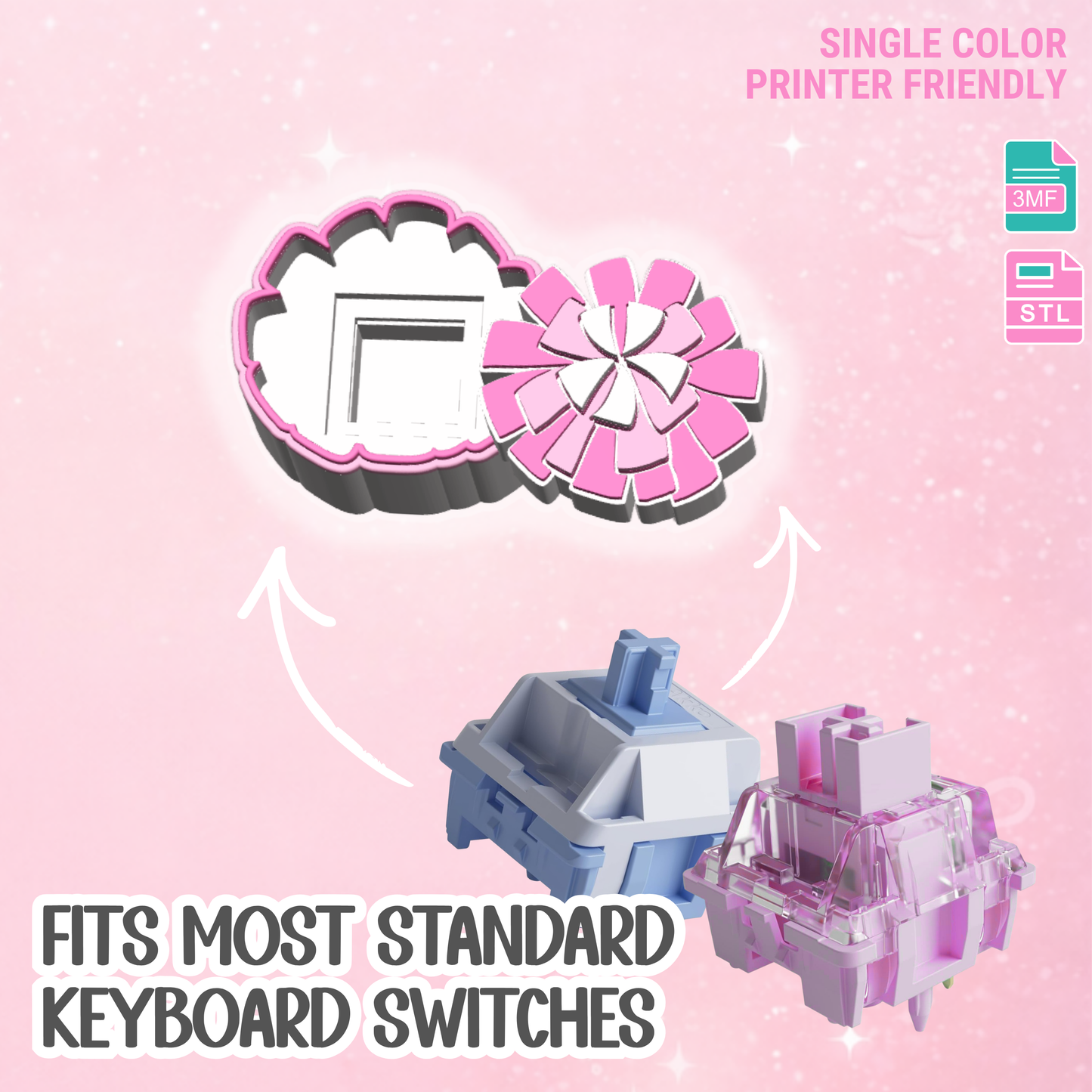 Pom Pom Fidget Clicker Keychain STL & 3MF 3D Print File (Digital Download)