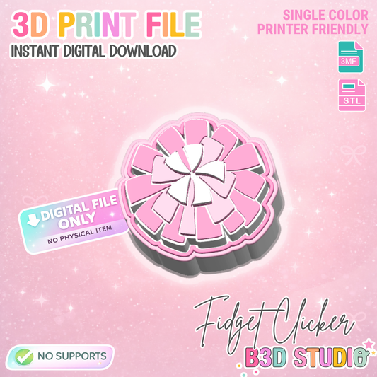 Pom Pom Fidget Clicker Keychain STL & 3MF 3D Print File (Digital Download)
