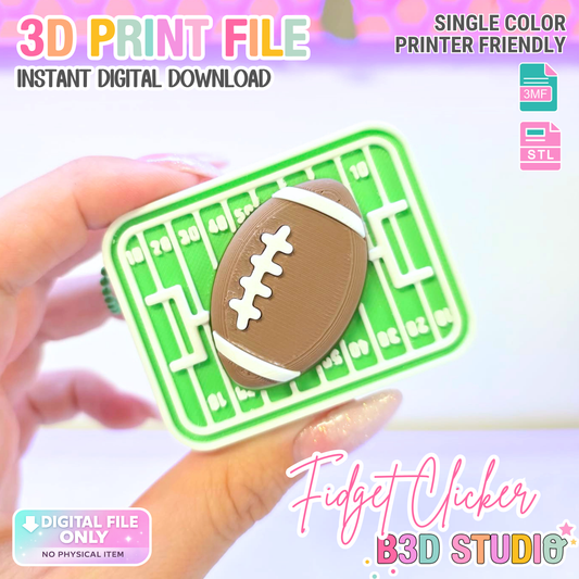 Football Field Fidget Clicker STL & 3MF 3D Print File (Digital Download)