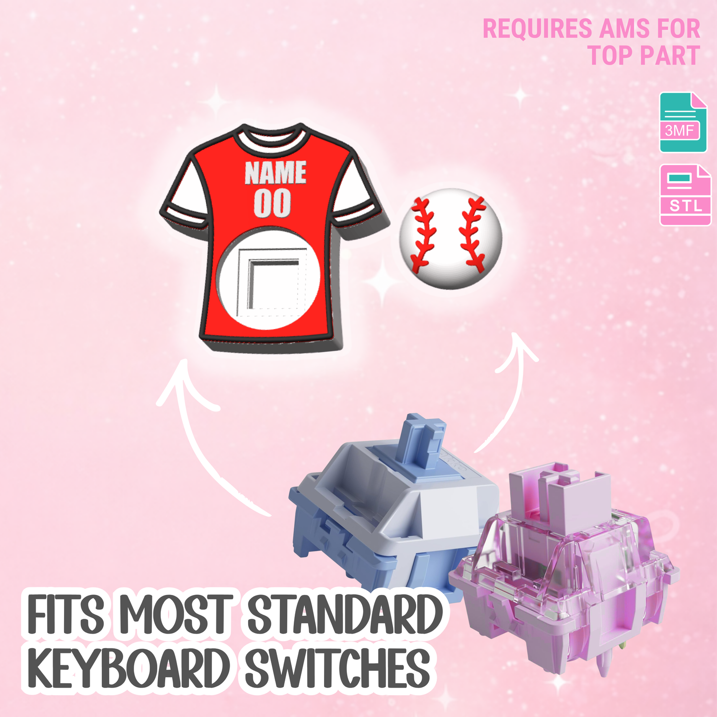 Baseball Softball Jersey Fidget Clicker STL & 3MF Editable 3D Print File (Digital Download)