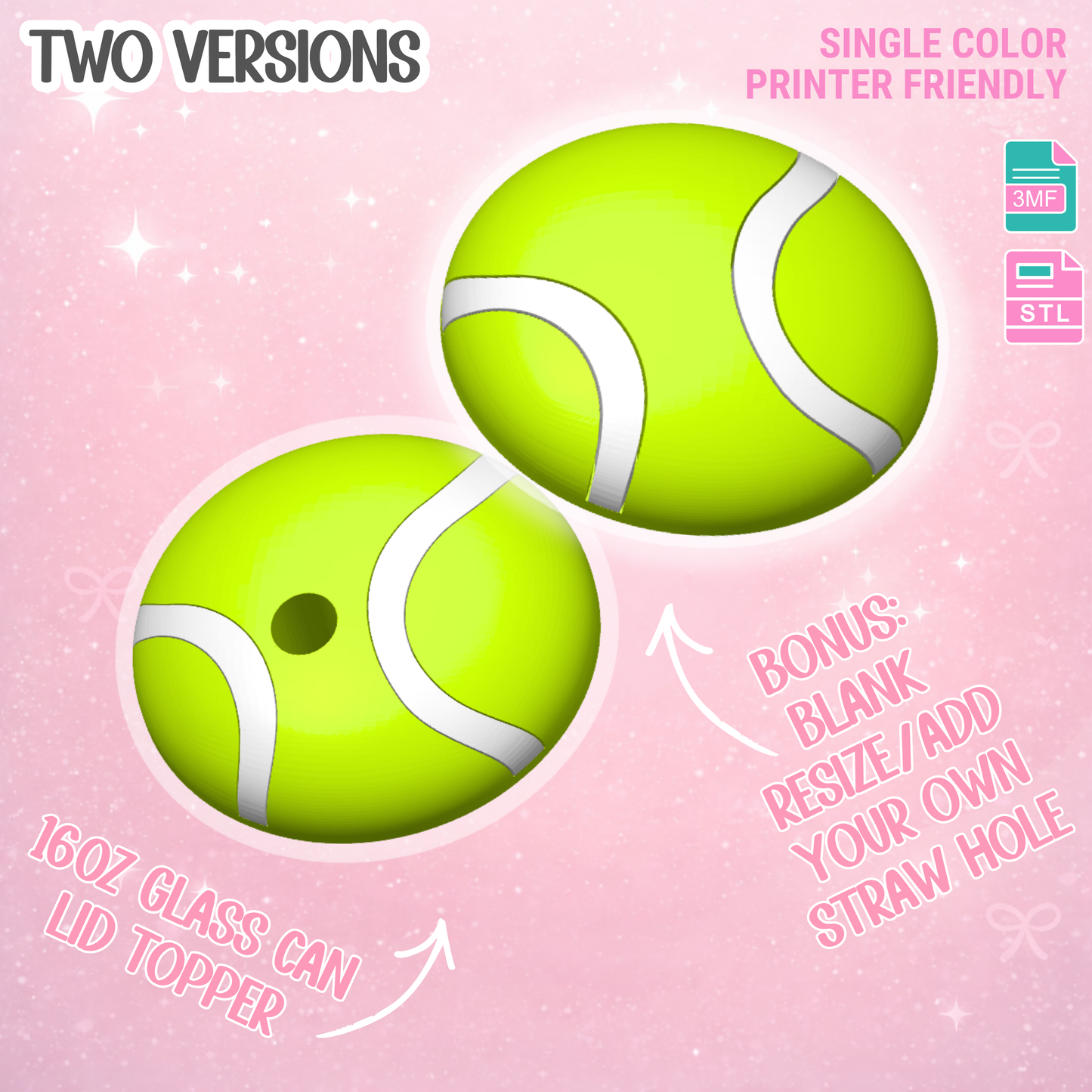 Tennis Ball Lid Topper: 3D Print STL & 3MF File Sports Toppers (Digital Download)