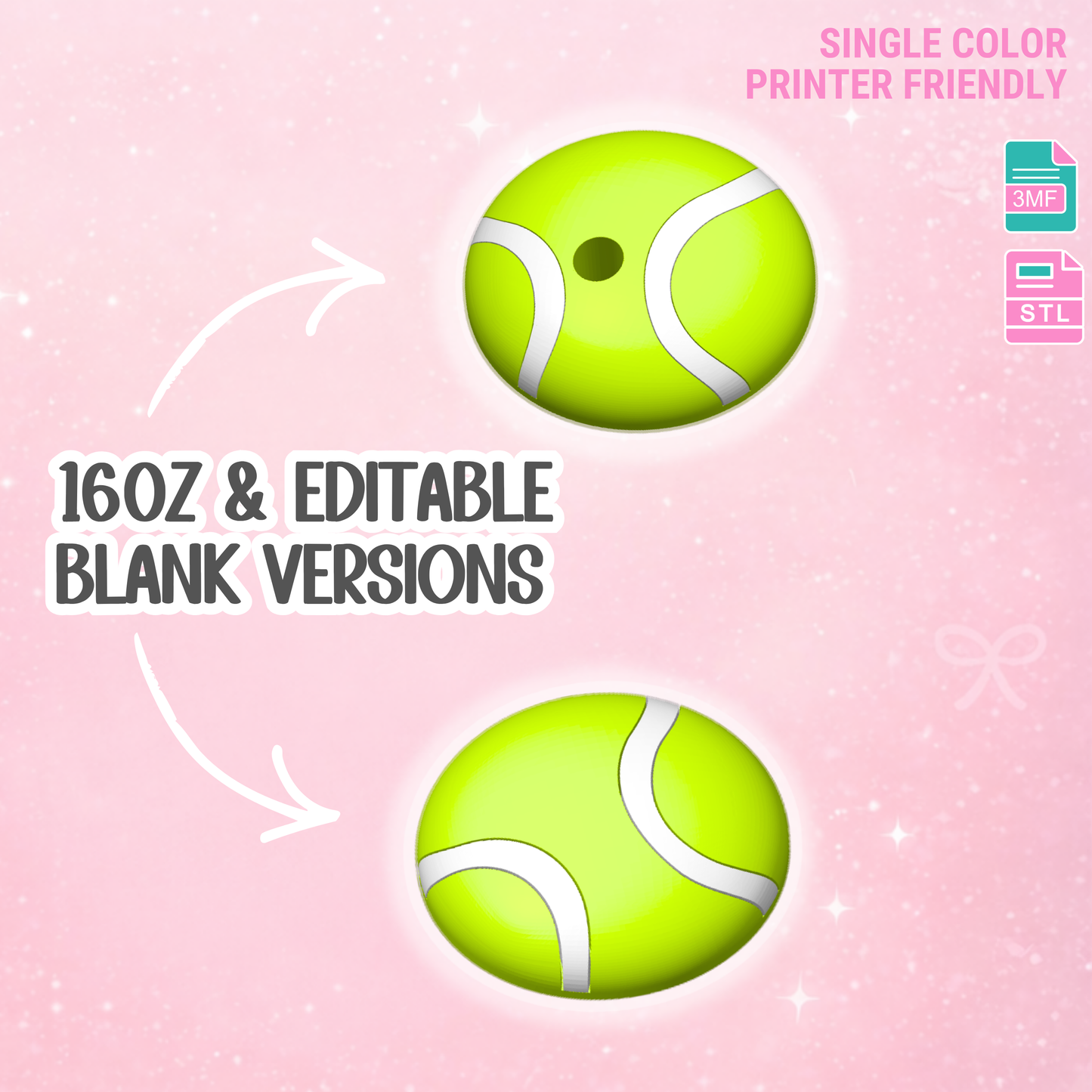 Tennis Ball Lid Topper: 3D Print STL & 3MF File Sports Toppers (Digital Download)