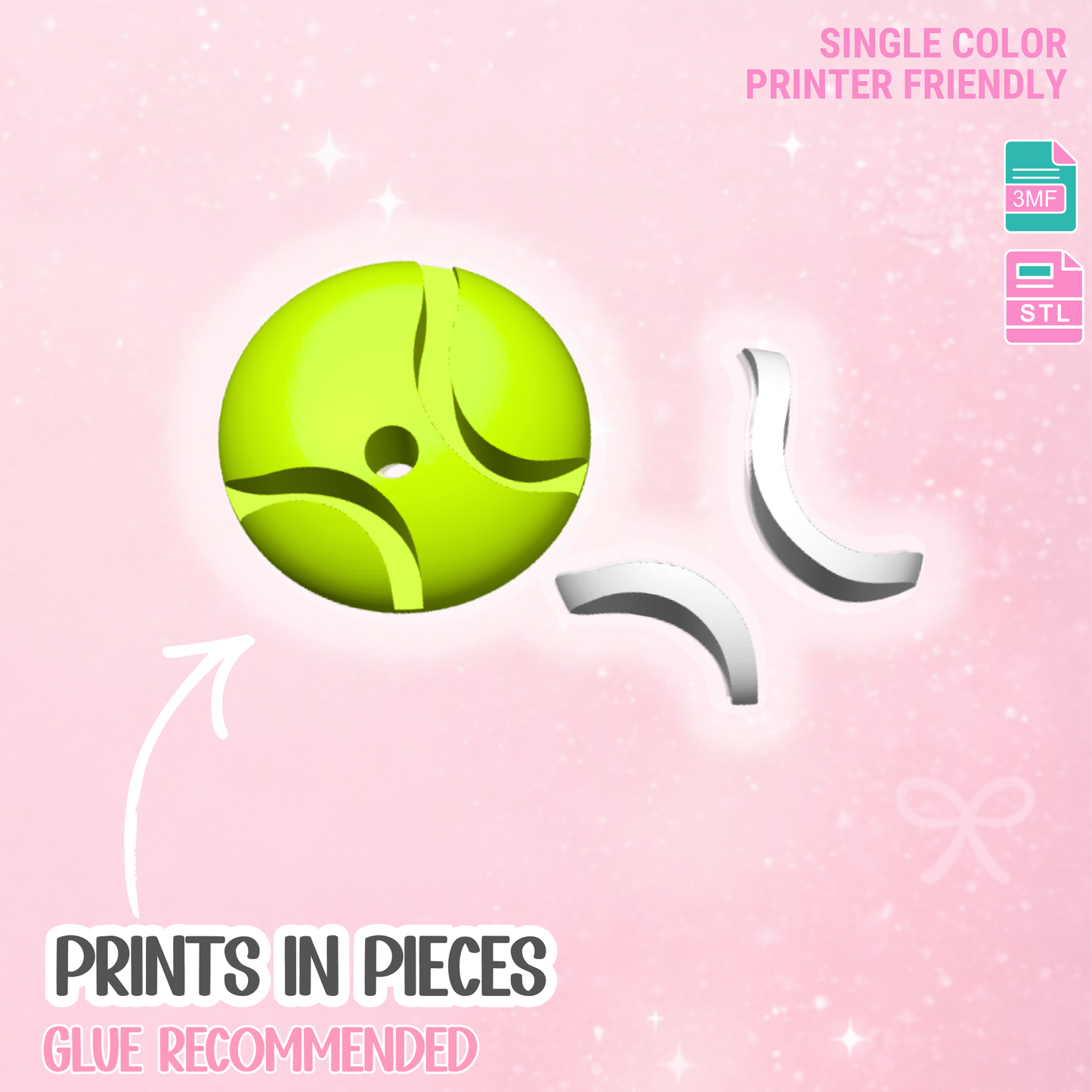 Tennis Ball Lid Topper: 3D Print STL & 3MF File Sports Toppers (Digital Download)