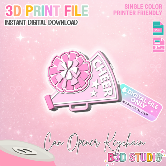 Cheer Can Opener Keychain 3D Print File (STL + 3MF Digital Download)