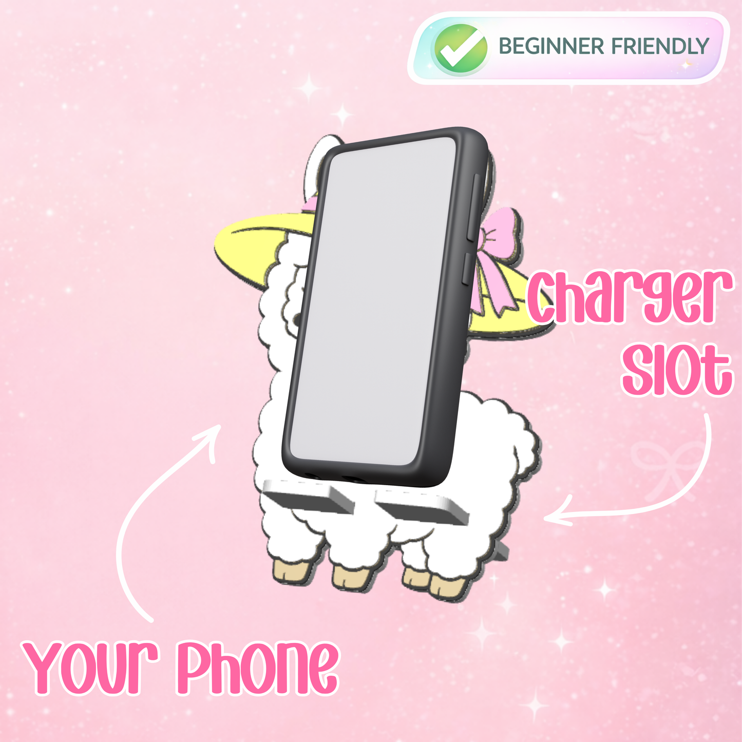 Summer Llama Phone Holder 3D Print File (STL/3MF Digital Download)