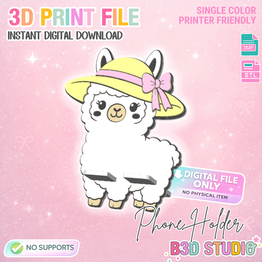 Summer Llama Phone Holder 3D Print File (STL/3MF Digital Download)