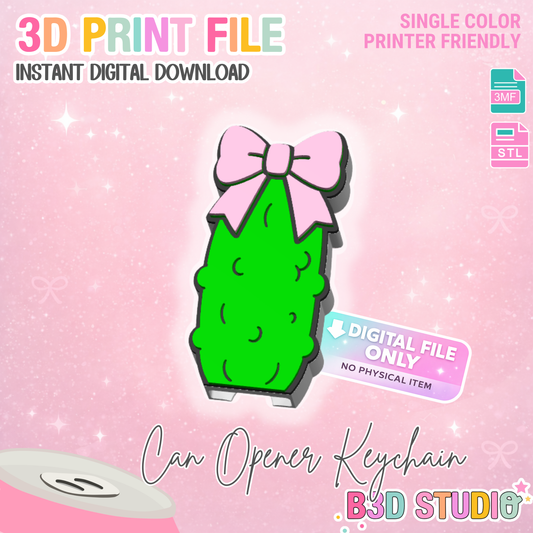 Cute Pickle Can Opener Keychain Print File (STL + 3MF Digital Download)