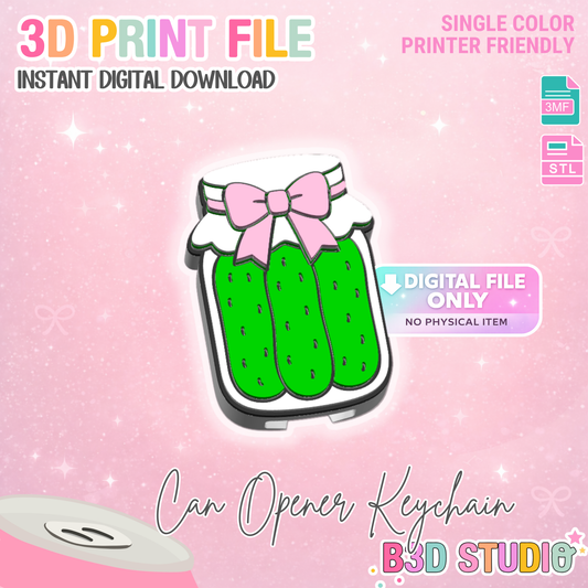 Pickle Jar Can Opener Keychain 3D Print File (STL + 3MF Digital Download)